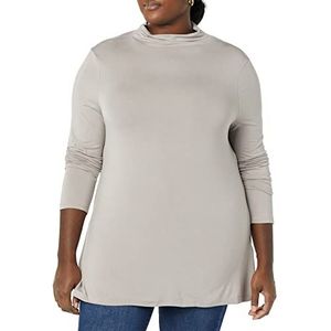 Amazon Essentials Dames jersey lange mouwen Mock Neck Swing Tuniek (voorheen Daily Ritual), grijs, Medium