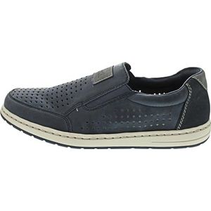 Rieker - Instappers - Blauw/grijs - Slip-on Sneaker - Comfort Schoen met Elastiek voor Goede Pasvorm