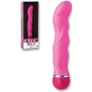 NMC Day-Glow Willy Vibe – vibrator/massage-apparaat met 10 functies en led-licht, gestructureerd – ca. 16,5 cm lang, Ø tot ca. 30 mm, roze/roze, 1 stuks