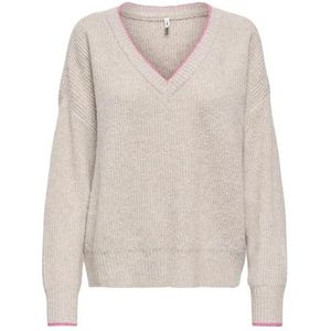 ONLY Onlhavanna LS Rib V-hals Knt, Pumice Stone, M Dames, Pumice Stone, M