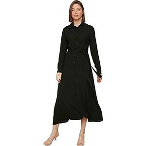 TRENDYOL Modest Maxi blousejurk Regular Fit geweven stof bescheiden jurk, zwart, 36