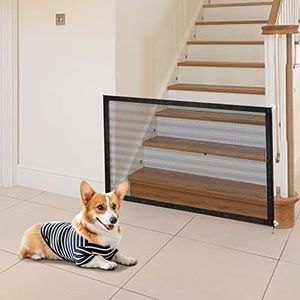 Nobleza - Magische poort voor honden, 110 x 72 cm, inklapbare veiligheidsbarrière van net, uittrekbare veiligheidsbarrière, hondendeur voor trappen en gangen, binnen en buiten