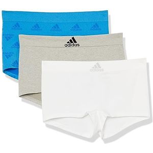adidas Women's Seamless Boy Shorts Underwear 3-pack, Pulse Blue Jacq/Heather Grey/White, X-Large
