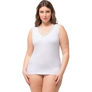 Ulla Popken, Dames, grote maten, onderhemd, Bamboo Lace, sneeuwwit, 42-44