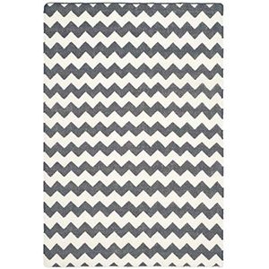 Safavieh Dhurrie tapijt, DHU644, plat geweven zijde, ivoor/houtskool grijs, 120 x 180 cm