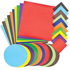 Grote verpakking met rubber bekleed papier, vierkanten en cirkels voor het knutselen van kaarten, collages en decoraties (300 stuks)