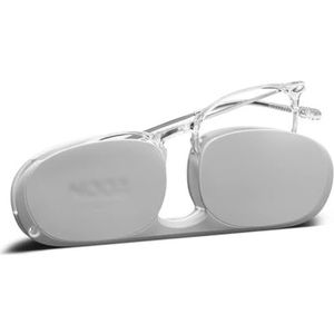 NOOZ Optics Leesbril, uniseks, slanke en lichte bril voor dames en heren, met compact etui, verkrijgbaar in verschillende dioptrieën en kleuren, ALBA ovale collectie, Grijs, +3
