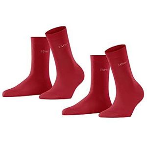 ESPRIT Dames Sokken Uni 2-Pack W SO Katoen eenkleurig Multipack 2 Paar, Roze (Red Pepper 8074), 35-38