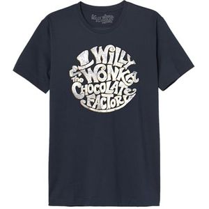 cotton division Willy Wonka ""Circle Logo"" MEWONKATS003 T-shirt voor heren, marineblauw, maat XL, Marine., XL