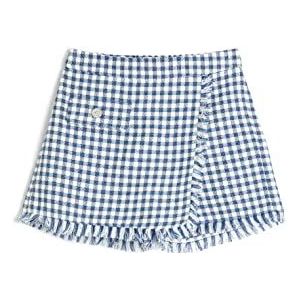 Koton Girls's Skort Tweed Envelop Button Detail Shorts, Blue Check (6c5), 5-6 Jaar