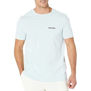 Nautica T-shirt met korte mouwen en ronde hals voor heren, Bay Blue Solid, S