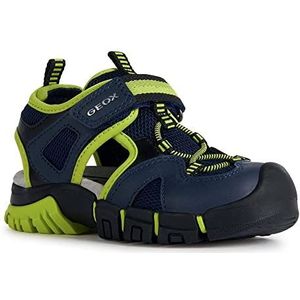 Geox Jongens J Dynomix Boy Sandaal, Navy Lime, 35 EU