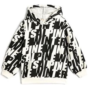 Koton Girls's hoodie patroon lange mouwen zachte binnenkant sweatshirt, ecru design (0d1), 4-5 jaar