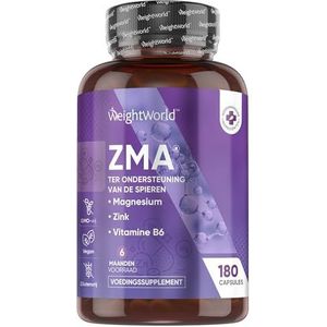 ZMA capsules - Zink, Magnesium en Vitamine B6 goed voor de spieren en fitheid - 180 vegan capsules voor 6 maanden voorraad - Krachtige formule van natuurlijke ingrediÃ«nten - van WeightWorld