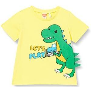Koton T-shirt voor baby's, jongens, dinosaurus, bedrukt met lange mouwen, ronde hals, applicatie, detail, geel (151), 12-18 Maanden