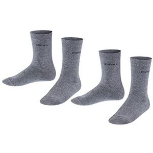 ESPRIT Uniseks-kind Sokken Foot Logo 2-Pack K SO Katoen Eenkleurig Multipack 2 Paar, Grijs (Light Grey Melange 3390), 27-30