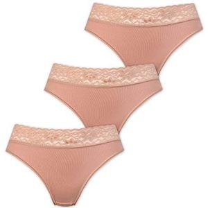 Marilyn Poupée Infinity katoenen panty met klassieke snit en kanten riem natuur - S - 3-pack, naturel, S