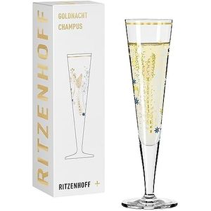 Ritzenhoff 1071037 champagneglas 200 ml - Serie Goldnacht Nr. 37 - Edelweiss motief met echt goud - Made in Germany