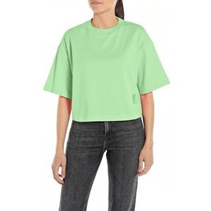 Replay Cropped T-shirt voor dames, korte mouwen, 138 lichtgroen, M