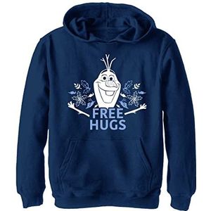 Disney Frozen 2 Free Olaf Hugs Boy's Hooded Pullover Fleece, Navy Blue Heather, Small, Heather Navy, S