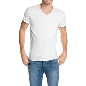 edc by ESPRIT Heren T-shirt gemêleerd - Slim Fit, wit (white 100), S