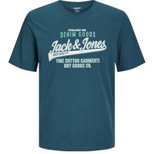 JJELOGO Tee SS O-Neck 2 COL NOOS MNI, Deep Teal/Print: wit + Winter Green, 98 cm