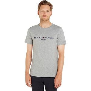 Tommy Hilfiger Heren T-shirt met korte mouwen Tommy Logo Ronde Hals, Cloud Htr, 3XL