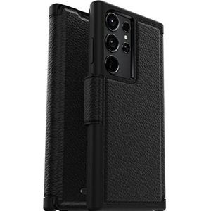 OtterBox Strada-hoesje voor Samsung Galaxy S23 Ultra, schokbestendig, valbestendig, lederen folio met kaarthouder, 3x getest volgens militaire standaard, Zwart