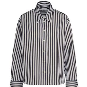 Seidensticker Hemdblouse voor dames, modieuze blouse, oversized fit, hemdblousekraag, lange mouwen, 100% katoen, Donkerblauw, 38