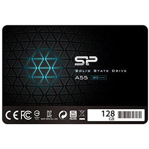 Silicon Power SSD 128 GB 3D NAND A55 SLC Cache Performance Boost 2,5 inch SATA III 7 mm (0,28 inch) Interne Solid State-schijf
