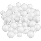 Relaxdays piepschuim ballen 72 stuks, mix, kleine & grote bollen, knutselen & verven, ∅ 2, 5 & 7 cm, wit