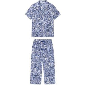 Women'Secret Mix and Match Seasides Pyjama met korte mouwen voor dames, blauwe print, L