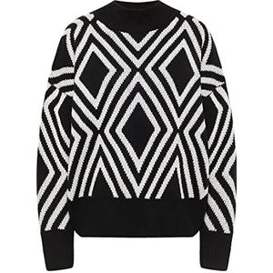 SIDONA Gebreide damestrui 19019439-SI01, zwart wolwit, XS/S, zwart, wolwit., XS/S