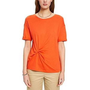 ESPRIT T-shirt met twist-detail, oranje-rood., XS