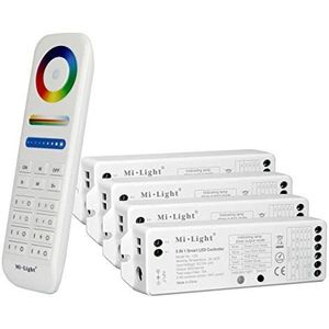 LIGHTEU®, Milight Miboxer afstandsbedieningskit: pakket met 4x 5in1 slimme ledstripcontroller en een 8-zone afstandsbediening 4x LS2 + FUT089