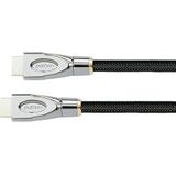 PYTHON Series PREMIUM Ultra High Speed HDMI 2.1 kabel - 8K UHD-2 / 4K UHD - vergulde stekkers, 3-voudige afscherming - KOPERLEIDER - Nylon vlechtwerk - ZWART - 1 m