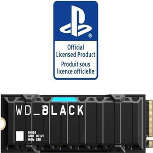 WD_BLACK SN850 NVMe SSD voor PS5-consoles 1 TB (officieel gelicentieerd voor je PS5, met koelelement, PCIe Gen4, tot 7000 MB/s lezen en 5300 MB/s schrijven, compatibel met PlayStation 5-consoles)