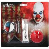 Boland 45094 - Make-upset Horror-Clown, meerkleurig, sterk gepigmenteerd, kleurintensief, met neus, schminkstift, make-up en spons