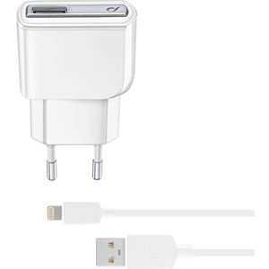 Cellular Line ACHUSBMFIIPH5W autolader set voor Apple iPhone 5 incl. USB-datakabel wit