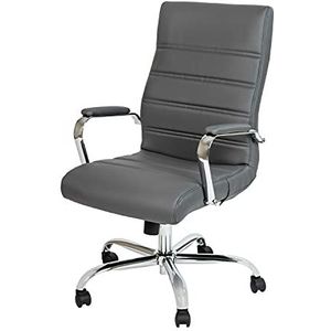 Flash Furniture Whitney Bureaustoel met hoge rugleuning - grijs LeatherSoft Executive draaibare bureaustoel met chroom frame - draaibare fauteuil