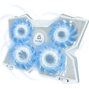 KLIM - Wind - Laptopkoeler - Wit - 4 Ventilatoren - Krachtig Koelsysteem