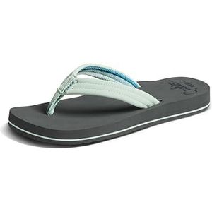 REEF Cushion Breeze Teenslippers voor dames, ultrazacht voetbed met voetsteun, ondersteuning van de voetboog, Grijs/Mint, 35.5 EU