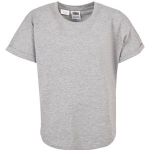 Urban Classics Jongens T-shirt Boys Long Shaped Turnup Tee, Top voor Buben verkrijgbaar in 3 kleuren, lang gesneden, maten 110/116-158/164, grijs, 158/164 cm