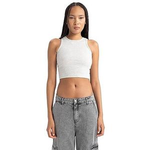 DeFacto Dames crop tops tank top sport tops dames trendy dames tops voor sportieve stijlen veelzijdig combineerbare dames top, gemengd grijs, S