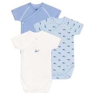 Petit Bateau Uniseks babyrompertjes met korte mouwen voor de geboorte (3-pack), variant 1, Frühgeborenes