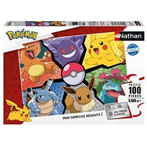 Nathan - Puzzel voor kinderen - 100 stukjes - Pikachu, Eevee en gezelschap - Meisjes of jongens vanaf 6 jaar - Hoogwaardige puzzel - dik en duurzaam karton - Pokémon - 86188
