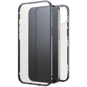 Black Rock - Hoes 360 graden glazen case geschikt voor Apple iPhone 13 I telefoonhoes, magnetische sluiting, doorzichtig, cover (transparant met zwarte frame)
