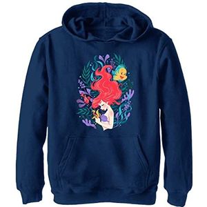 Disney Kids Princesses Leafy Ariel Youth Pullover Hoodie, Navy Blue Heather, X-Large, Heather Navy, XL
