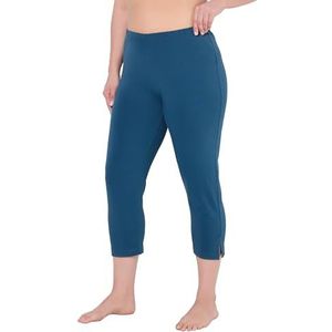 Ulla Popken Dames grote maten grote maten plus size capribroek, 7/8-lengte, elastische tailleband, tot maat 66/68, petrol, 32W / 32L