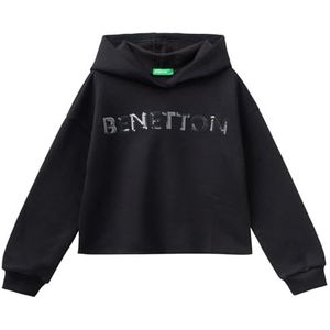 United Colors of Benetton Sweatshirt met capuchon voor meisjes en meisjes, Zwart 100, 150